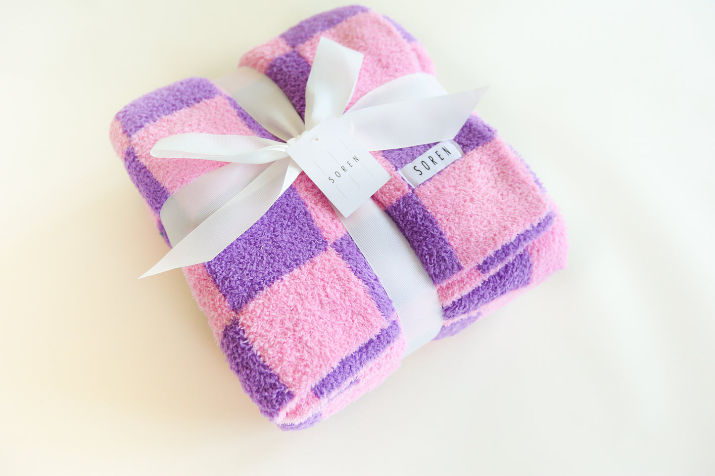Pink and Purple Checkered Blanket