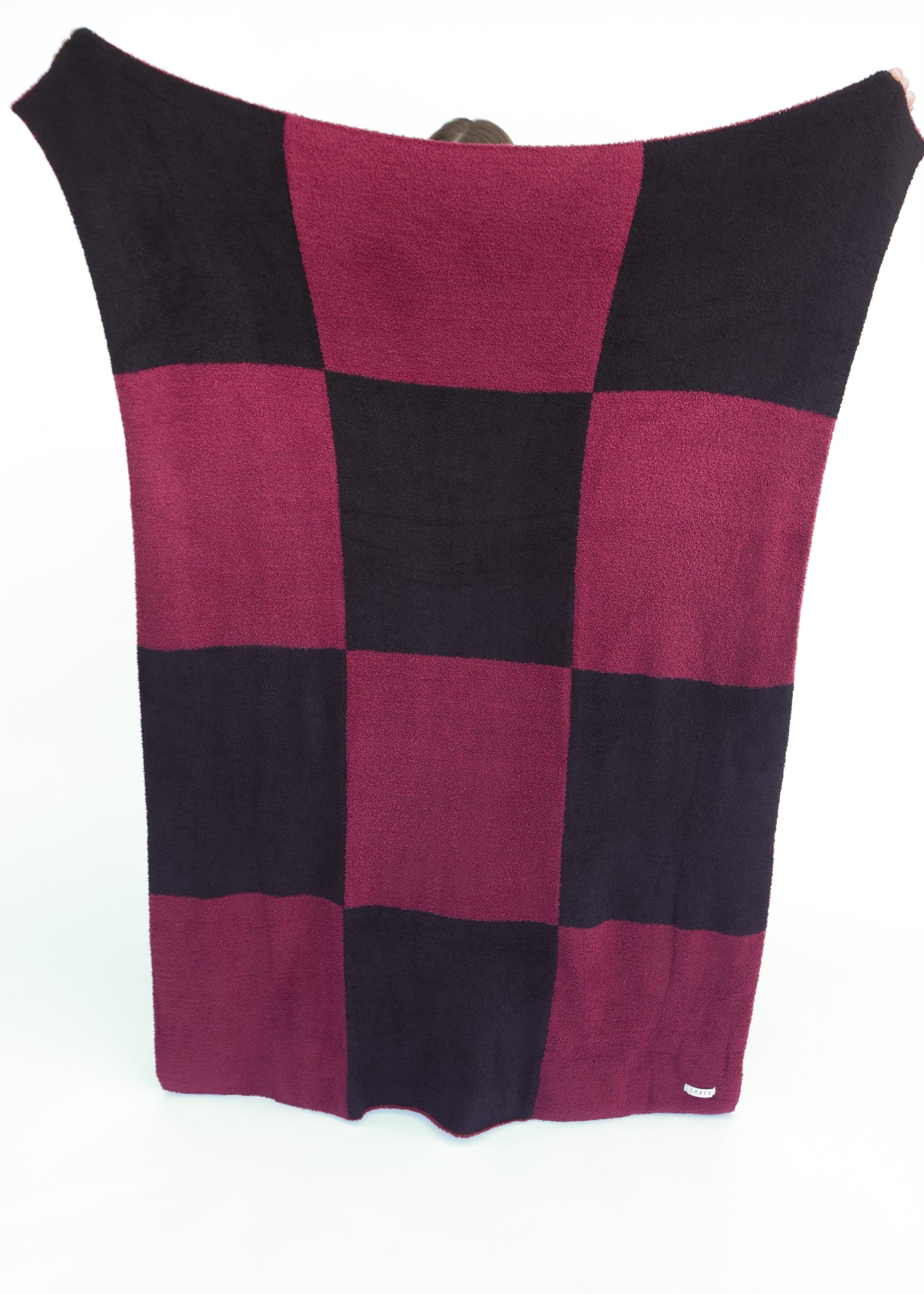 Maroon and Black Checkered Blanket